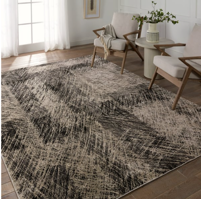 Jaipur Graphite Dairon Modern Area Rug - Neutral Black & Ivory